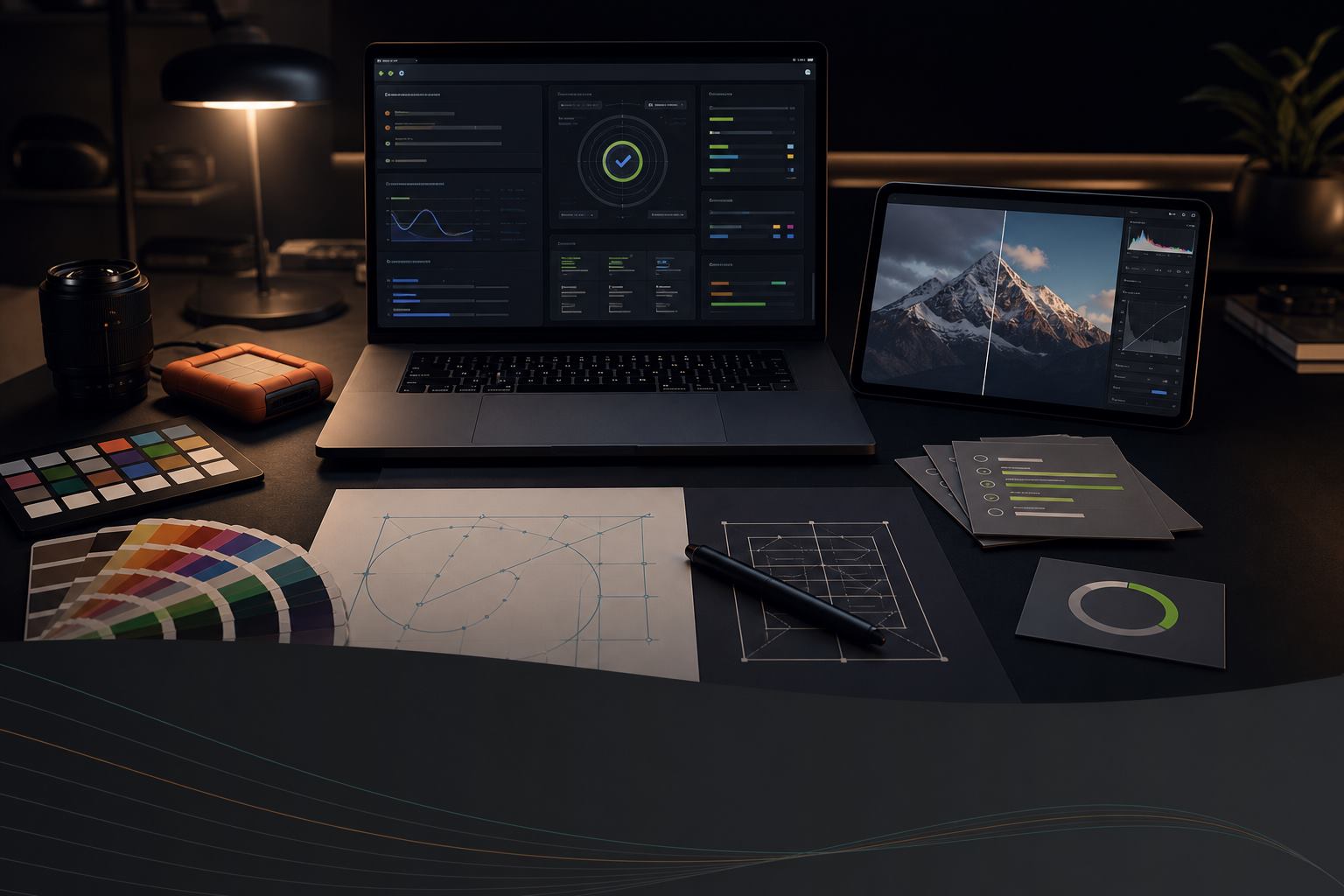 Digital production rescue workspace for WordPress repair, image enhancement and vector cleanup