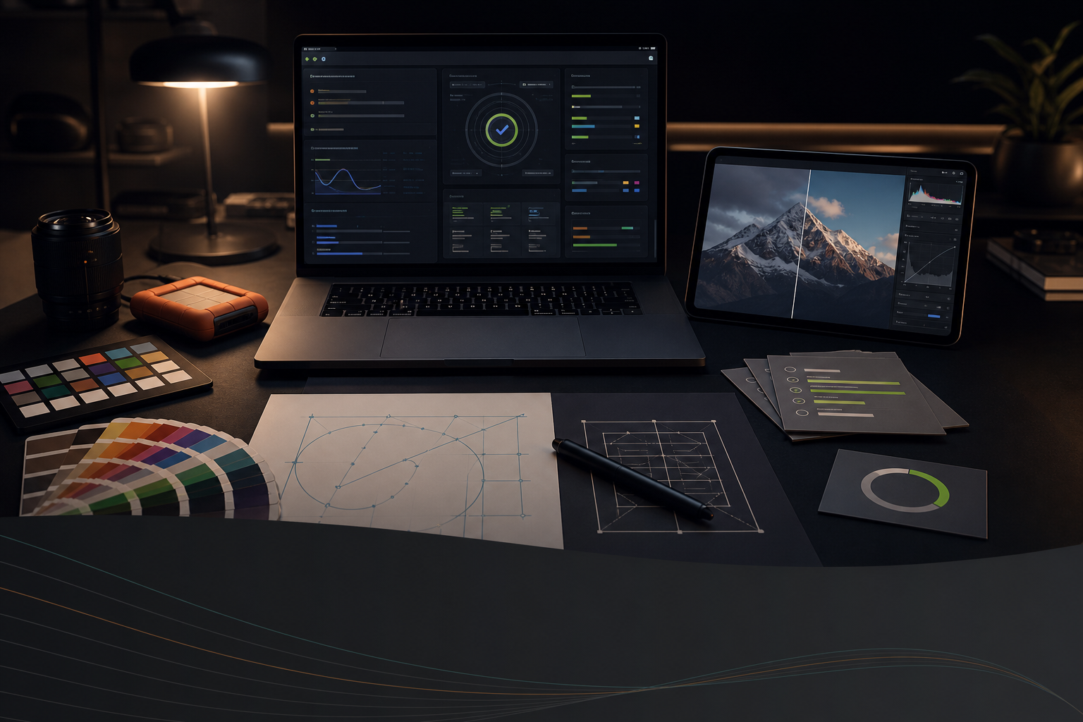 Digital production rescue workspace for WordPress repair, image enhancement and vector cleanup